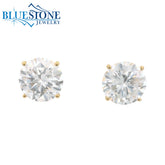14KYG Lab-Diamond 4-Prong Stud Earrings - 2.07CTW