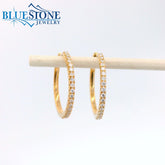 14KYG Diamond Encrusted Hoop Earrings - 0.75"