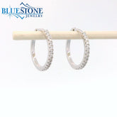 14KWG Diamond Encrusted Hoop Earrings - 0.65"