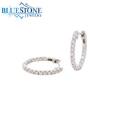 14KWG Oval Hoop Earrings Front & Back - 0.50ctw