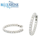 14KWG Oval Hoop Earrings Front & Back - 1.00ctw