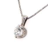 14KWG 0.51ct Diamond Half Moon Pendant w/18" 14KWG Diamond Cut Box Chain**40%OFF**