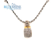Sterling Silver & Gold 14K Pendant with Diamonds -20" Petite Weight