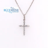 14K White Gold 14mm Diamond Cross Pendant