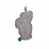 Extra Large 14KT White Gold Lake Tahoe Pendant with Diamonds and Emerald
