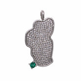 Extra Large 14KT White Gold Lake Tahoe Pendant with Diamonds and Emerald