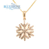 14 Karat Yellow Gold Snowflake Diamond Pendant
