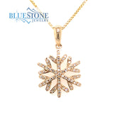 14 Karat Yellow Gold Snowflake Pendant with 61 Round Diamonds at 0.16