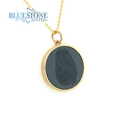 SAMPLE OF our 14 Karat Yellow Gold Pendant with a 17mm Round Black Dia