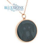 SAMPLE of our 14 Karat Rose Gold Pendant with a 21mm Round Black Diamo