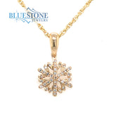14 Karat Yellow Gold Diamond Snowflake Pendant- Petite