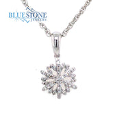 14kt White Gold Diamond Snowflake Pendant- Petite