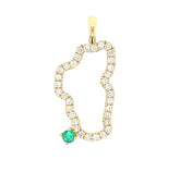 Large 14KYG Lake Tahoe Pendant w/ Diamonds & Emerald