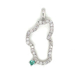 Large 14KWG Lake Tahoe Diamond Outline Pendant w/ Emerald
