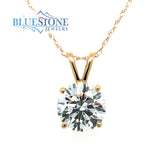 14 Karat Yellow Gold Four Prong Pendant with One 7.5mm x 4.6mm Round 1