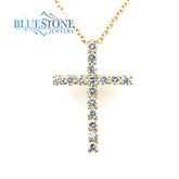 18 Karat Yellow Gold Cross Pendant with 16 Round Natural Diamonds at 0