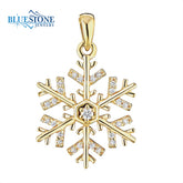 14kt Yelow Gold Diamond Snowflake Pendant