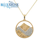 14 Karat Yellow Gold Carved Diamond Peak Pendant