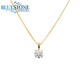 14 Karat Yellow Gold Solitaire Pendant with a 5.2mm Round 0.50 Carat Lab-Grown Diamond.