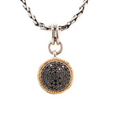 Silver & 14K Gold Black Diamond Pendant with Chain
