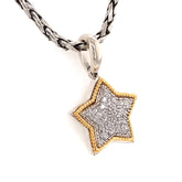 Sterling Silver and 14K Gold Diamond "Star" Pendant -17" Petite Weight
