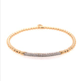 18K Yellow & White Gold Stretchable Bracelet w/Diamonds(6.3inches)