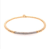 18K Yellow & White Gold Stretchable Bracelet w/Diamonds(6.3inches)