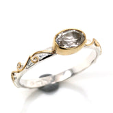 Silver & Gold Ring with White Topaz- Size 7