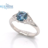 Custom 14 Karat White Gold Ring with a 1.20 Carat Blue Teal Montana Sa