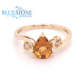 14K Yellow Gold Citrine Ring w/ Diamonds(Size 7)