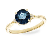 14K Yellow Gold Topaz and Diamond Ring- Size 7.25