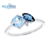 14K White Gold Topaz and Diamond Ring