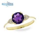 14kt Yellow Gold Amethyst and Diamond Ring