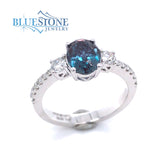 14kt White Gold Alexandrite and Diamond Ring- Size 7