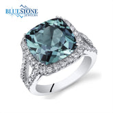 Silver Ring with Alexandrite and CZs -Size 7