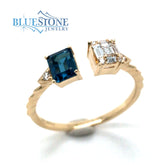 14 Karat Yellow Gold Ring London Blue Topaz & Diamonds*Size 6.25