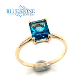 14KT Yellow Gold Ring with London Blue Topaz- Size 6.5
