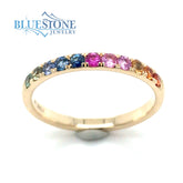 14 Karat Yellow Gold Rainbow Ring with 11 2mm 0.92 Carat Multi-colored