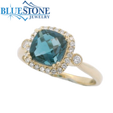 14K White Gold Ring with a 1.62 Carat London Blue Topaz & Diamonds