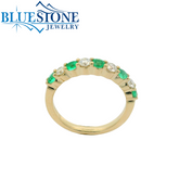 14K Yellow Gold Emerald and Diamond Ring