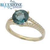 14K Yellow Gold London Blue Topaz and Diamond Ring