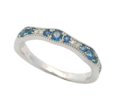 14kt White Gold Ring with Sapphires & Diamonds- Size 7