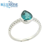 14K White Gold Alexandrite and Diamond Ring- Size 6.75