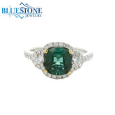 18kt White Gold Ring with Tourmaline and Diamonds- Size 6.75