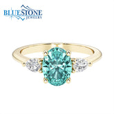 14kt Yellow Gold Ring with Paraiba Tourmaline and Diamonds- Size 7