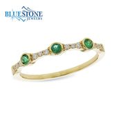 14kt Yellow Gold Emerald and Diamond Ring- Size 7