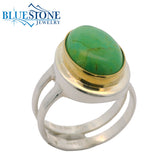 Silver & Gold Turquoise Ring- Size 8