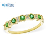 14kt Yellow Gold Emerald and Diamond Ring- Size 7.25