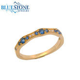 14kt Yellow Gold Ring with Sapphires & Diamonds- Size 6.5