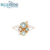 Silver & Gold Ring with Pearl and Topaz- Size 7.75